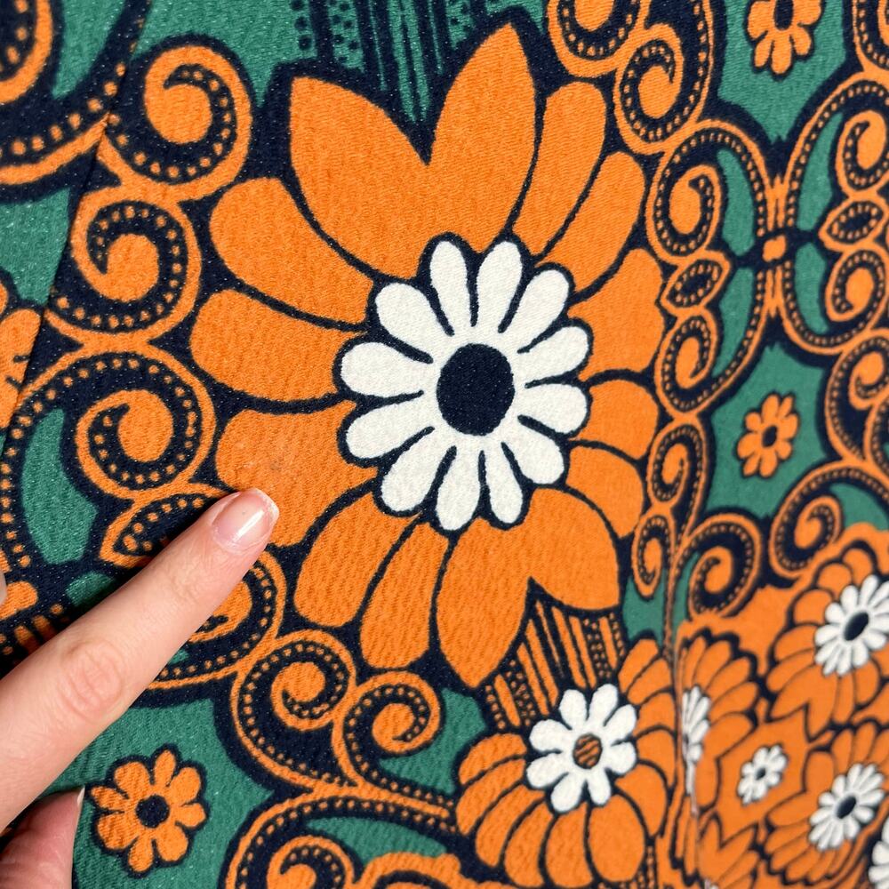Anthropologie Teal and Rust Floral Shift Dress - Picture 14 of 14